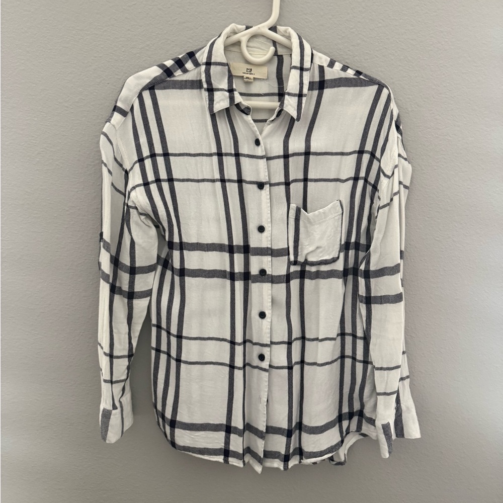 Thread & Supply Ivory and black Plaid Shirt